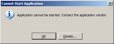 TROUBLESHOOT Screenshot 'Cannot Start Application'