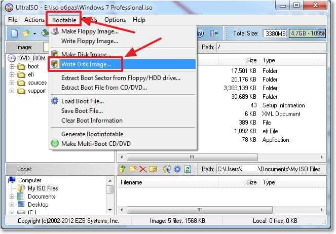 Запись образа на USB флешку или DVD диск с помощью UltraISO
