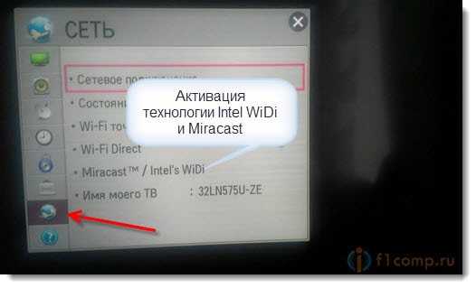 Встроенный приемник стандарта Intel WiDi и Miracast на телевизорах LG