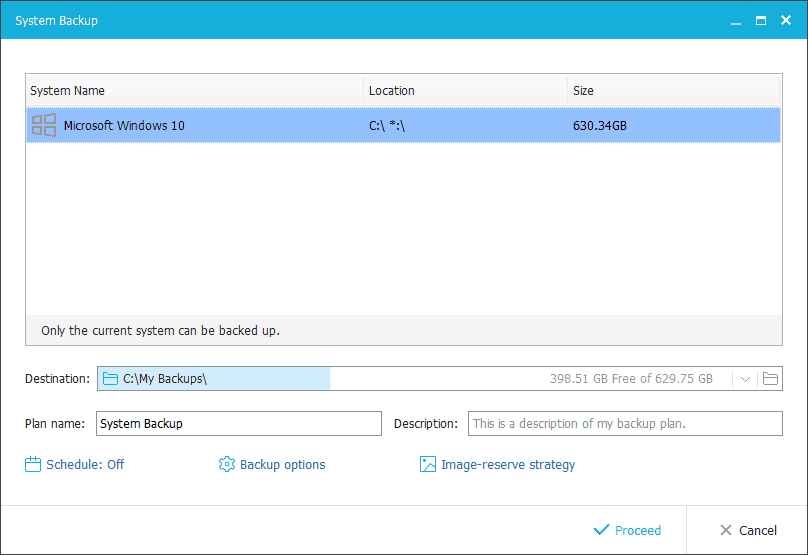 Раздел «System Backup».