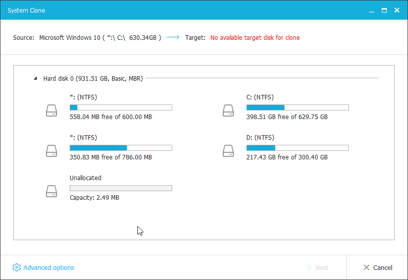 Раздел «System Clone».