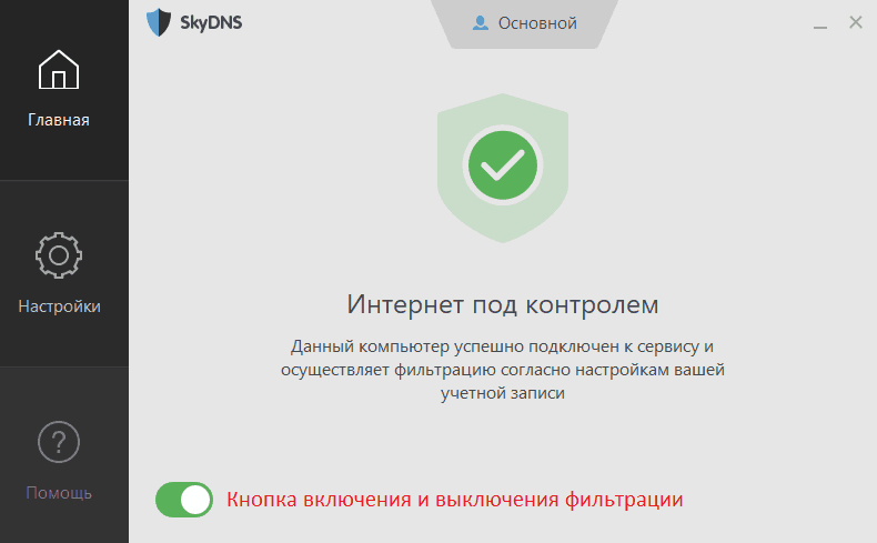 Главная страница Агента SkyDNS.
