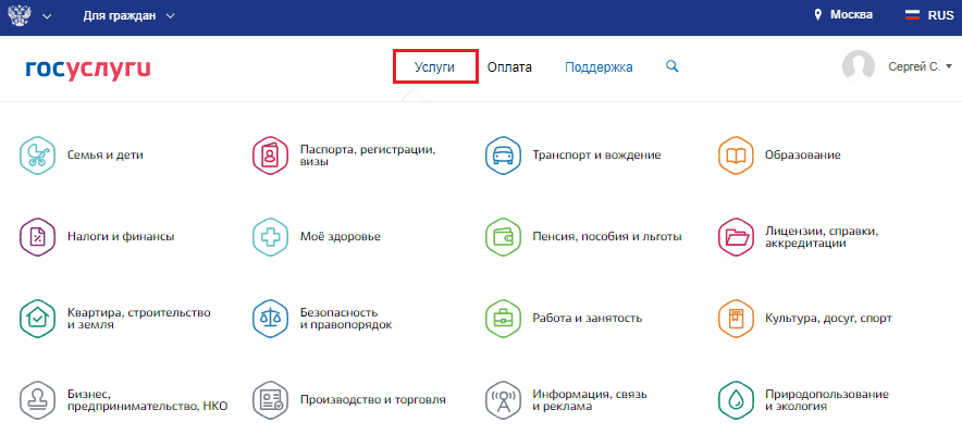 Перечень услуг.