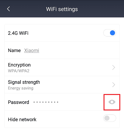 Пароль Wi-Fi в приложении для управления роутером.
