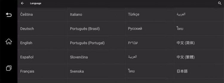 Выбор языкового пакета